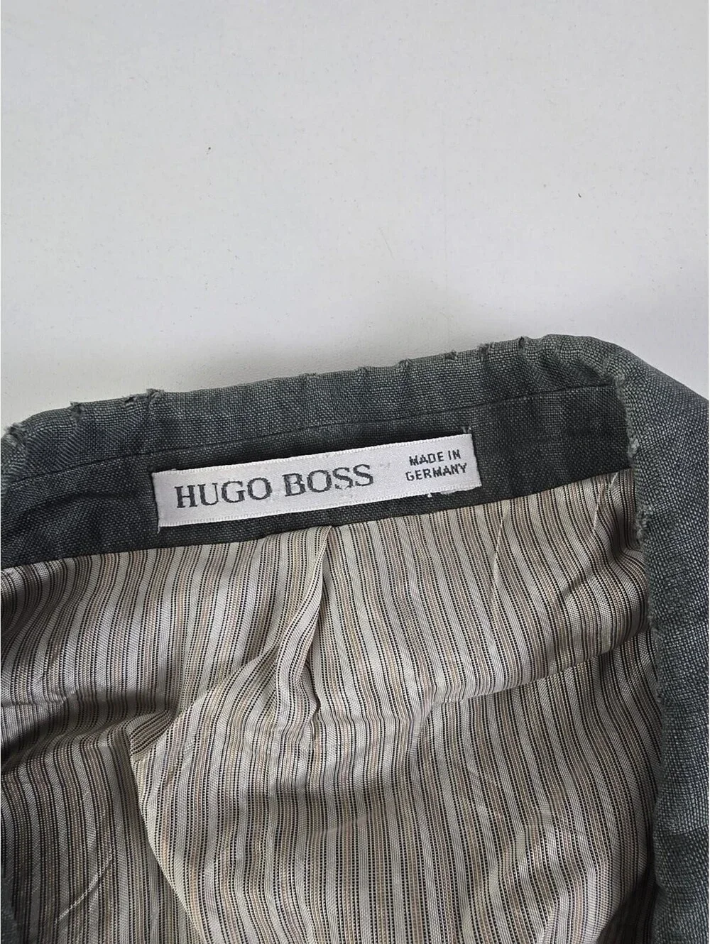 Hugo Boss BOSS Solbiati 100% Linen Blazer 42L Sage Green Sport Coat Jacket Flaws